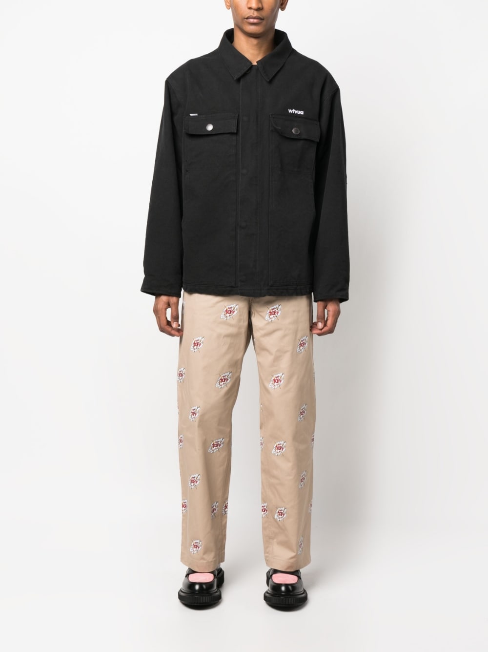Junya Watanabe Cartoon Print Pantalon Beige Trousers Junya Watanabe