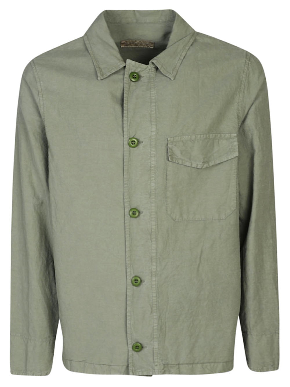 Original Vintage Toby Garment Dyed Katoenen Overshirt Militairgroen Jackets Original Vintage