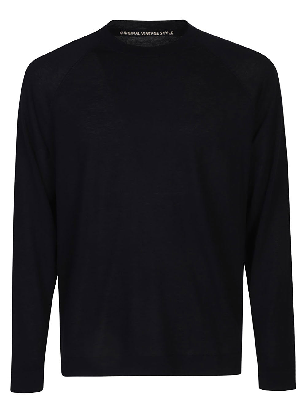 Original Vintage Logan Raglan Fijngebreide Trui Navy Topwear Original Vintage