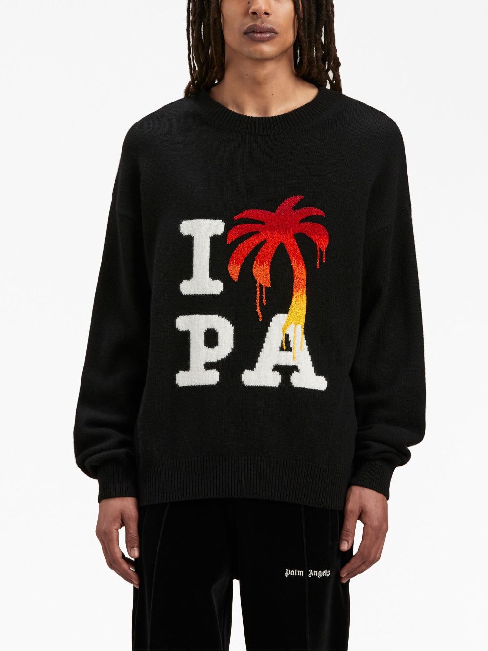 Palm Angels I Love PA Knitted Sweater Black Multicolour-thumbmail-3