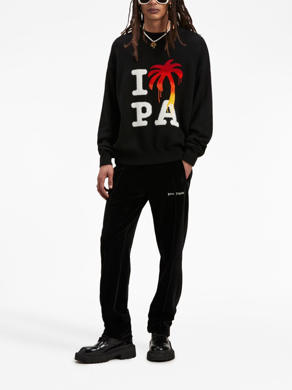 Palm Angels I Love PA Knitted Sweater Black Multicolour-thumbmail-4