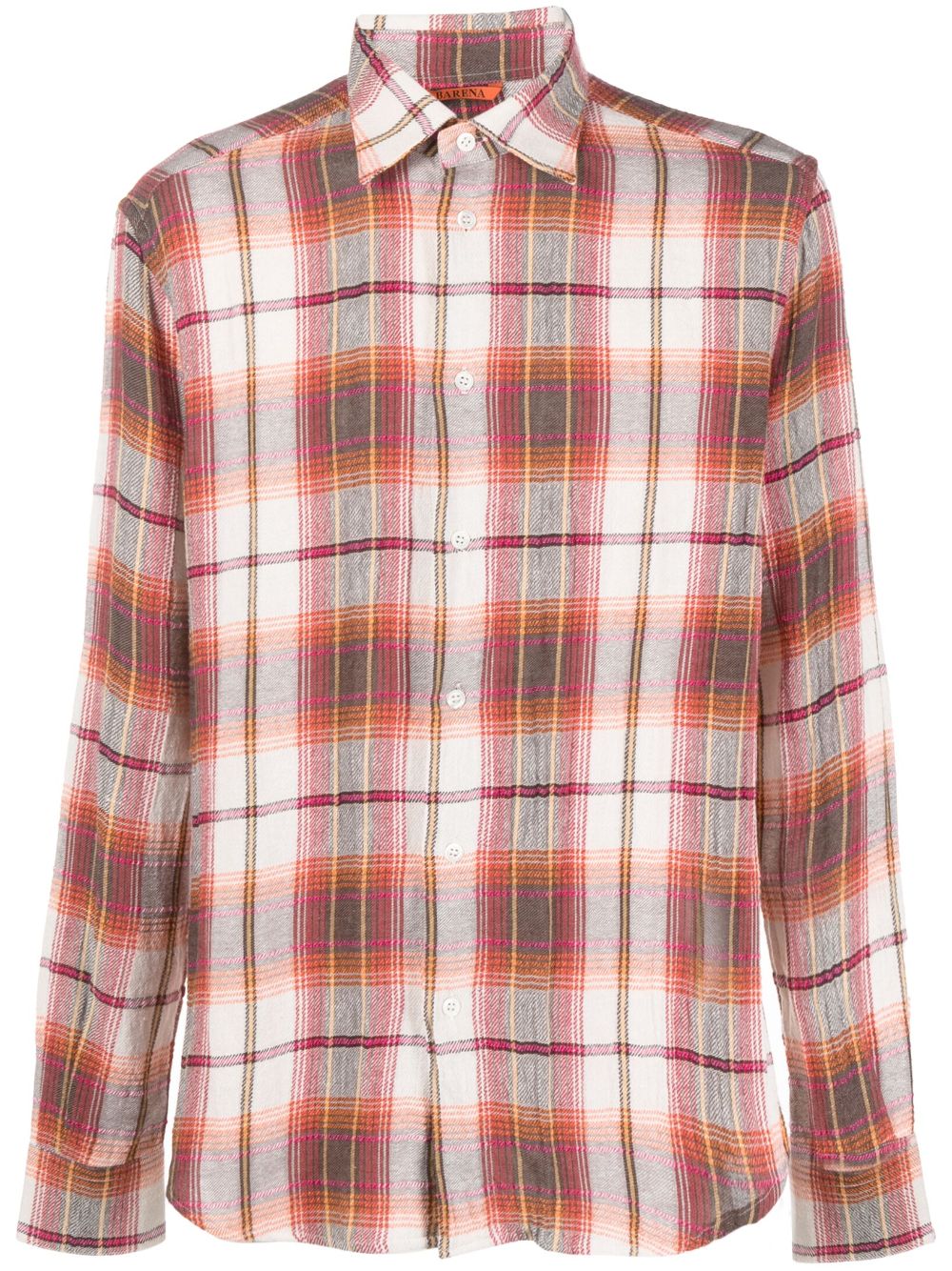 Barena Venezia Check-Print Katoenmix Overhemd Zandbeige Rood Shirts Barena