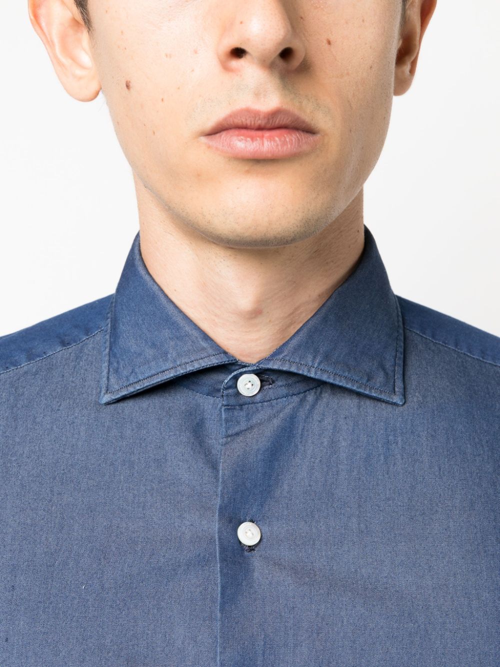Finamore 1925 Napoli Shirt Denim Blue-thumbmail-3