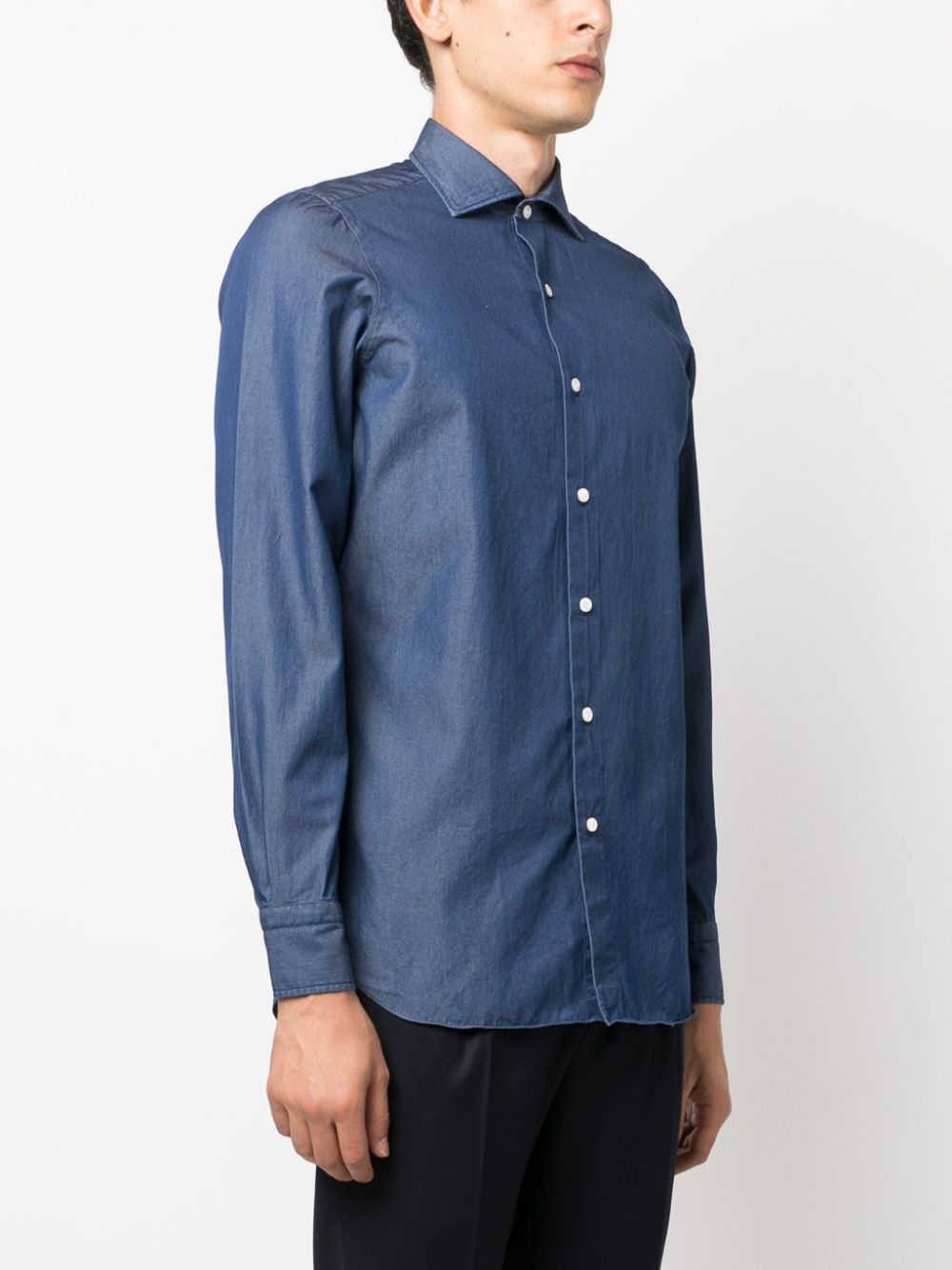Finamore 1925 Napoli Shirt Denim Blue-thumbmail-5