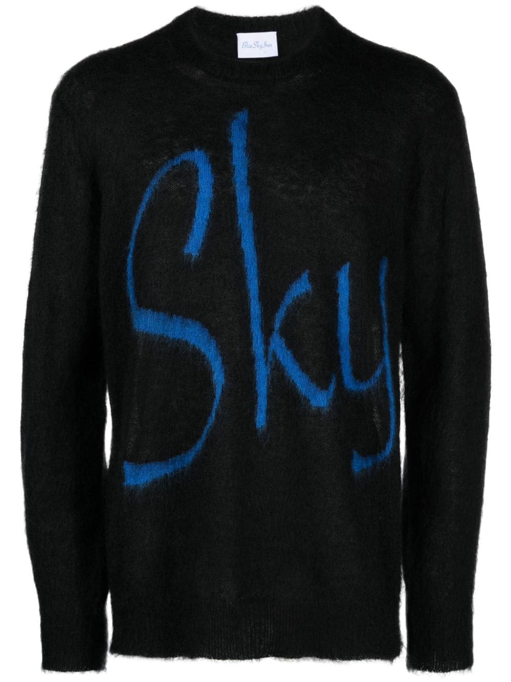 Blue Sky Inn Sky Mohair Blend Logo Crewneck Trui Zwart Topwear Blue Sky Inn