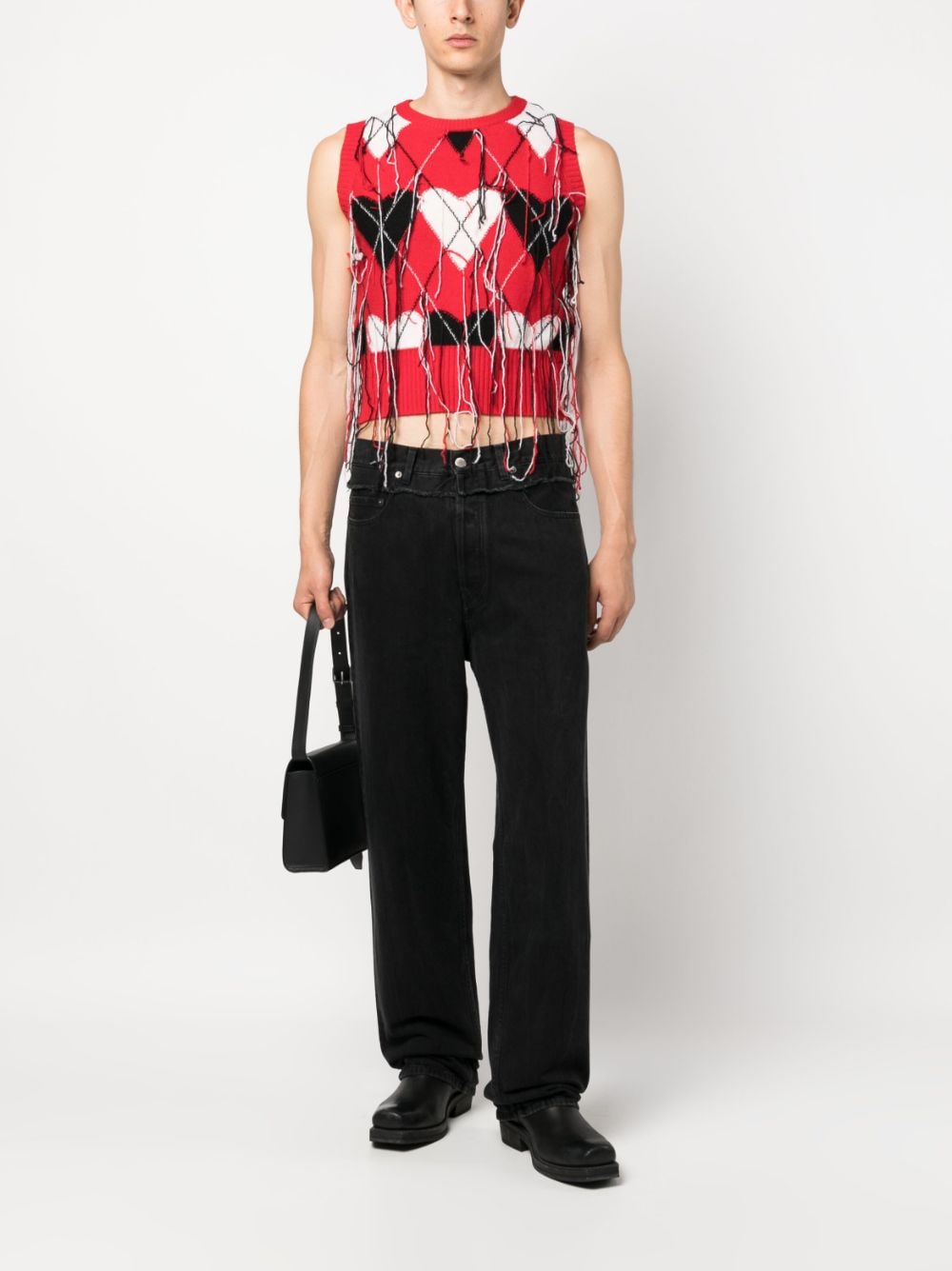 Ambush High waisted Frayed-Trim Loose denim jeans-6