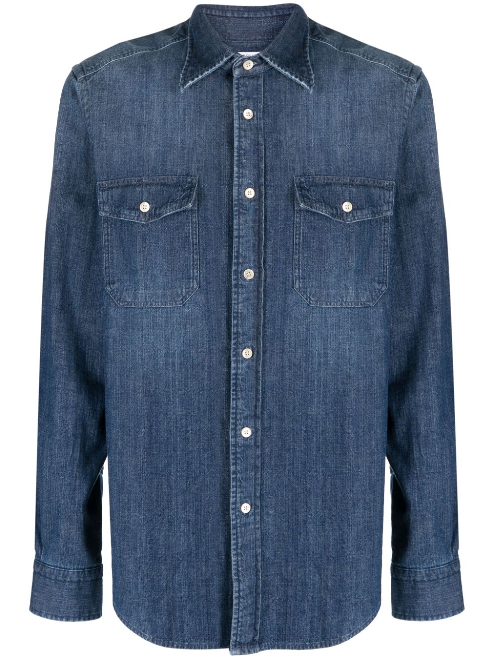Boglioli Western Katoenen Denim Overhemd Donkerblauw Shirts Boglioli