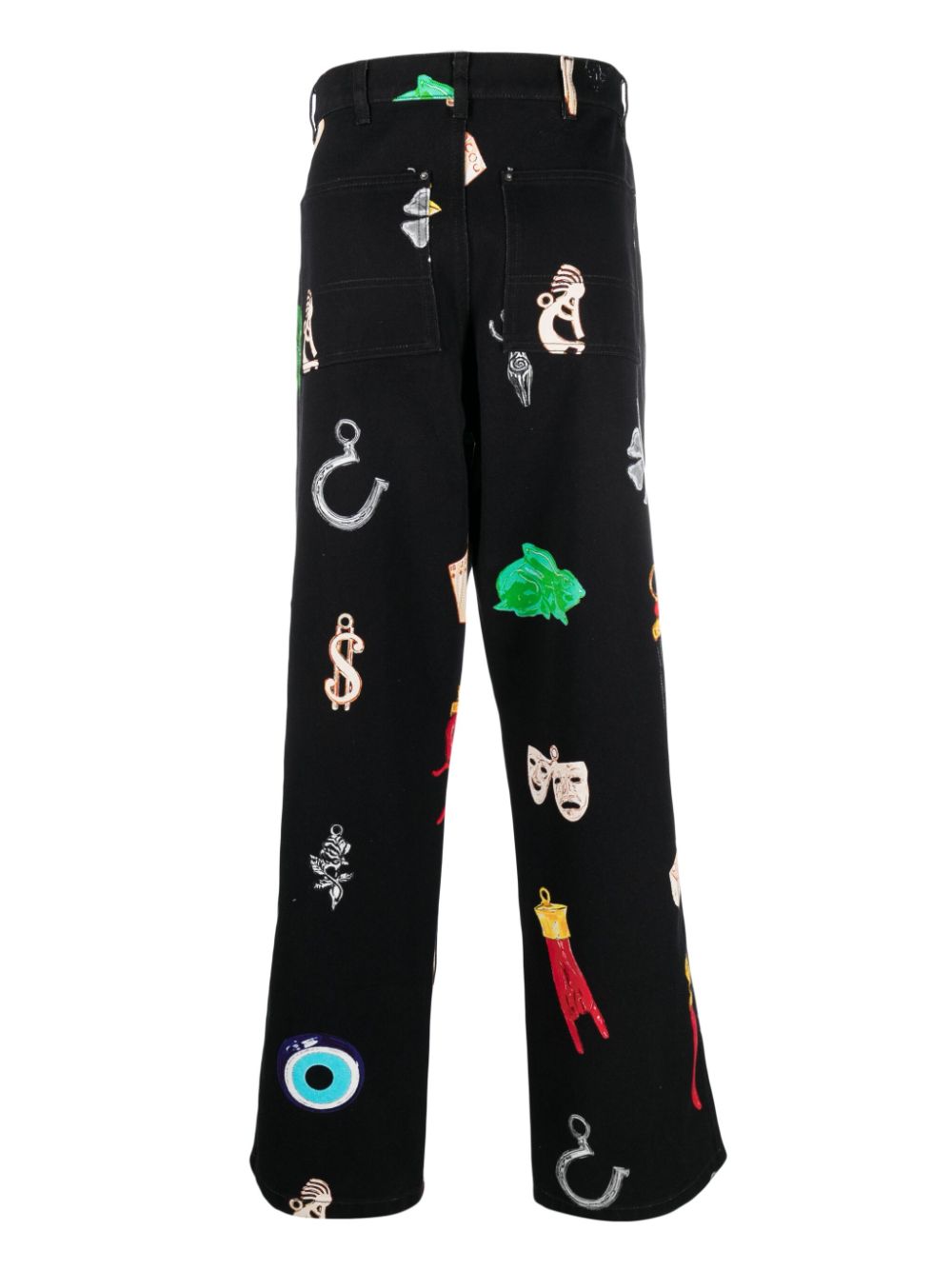 Sky High Farm Workwear Printed Denim Jeans Black-thumbmail-2