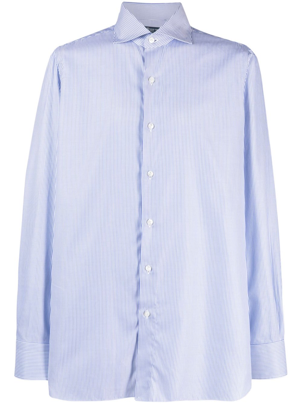 Finamore 1925 Napoli Napoli 170 a Due Striped Dress Shirt Blue