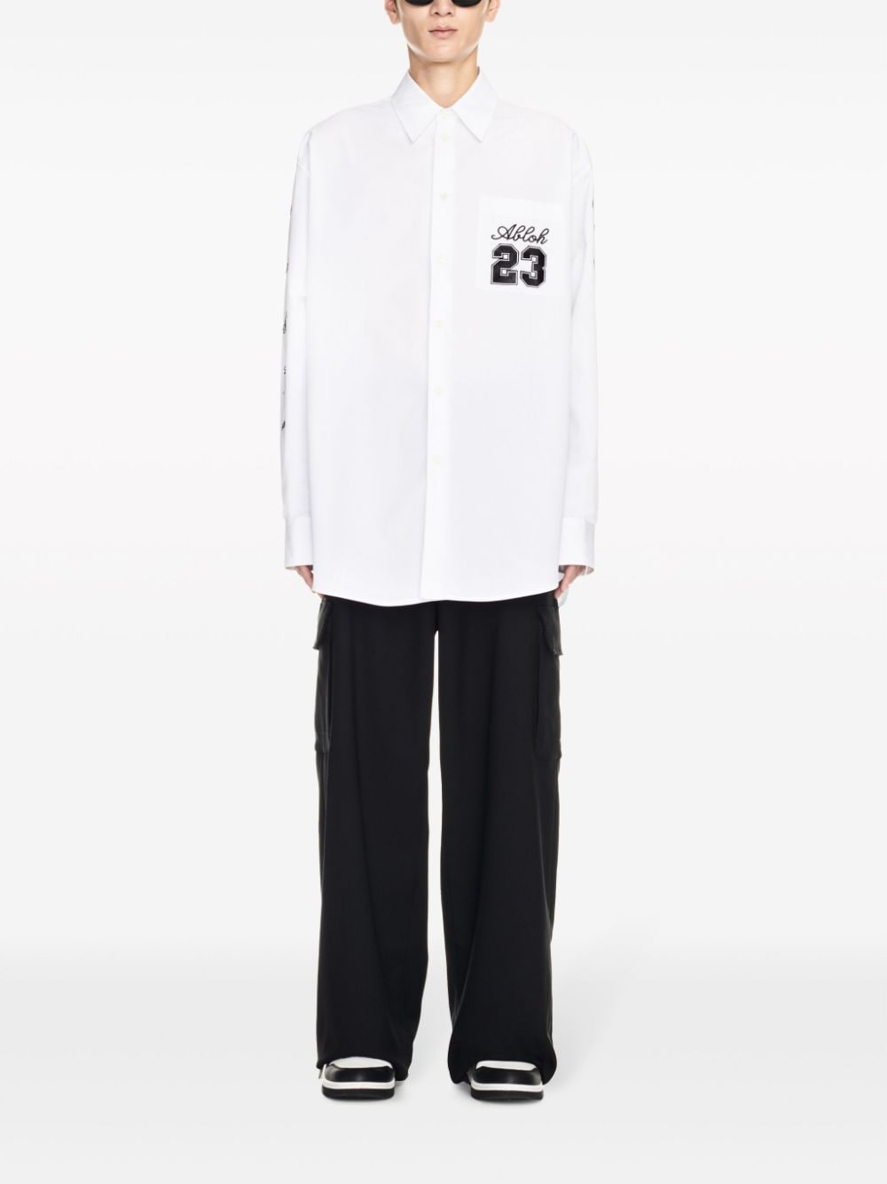 Off-White OW Embroidered Formal Shirt White-thumbmail-3