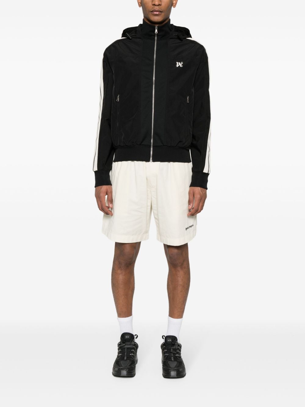 Palm Angels Classic Track Jacket Hooded Zwart Wit Jackets Palm Angels