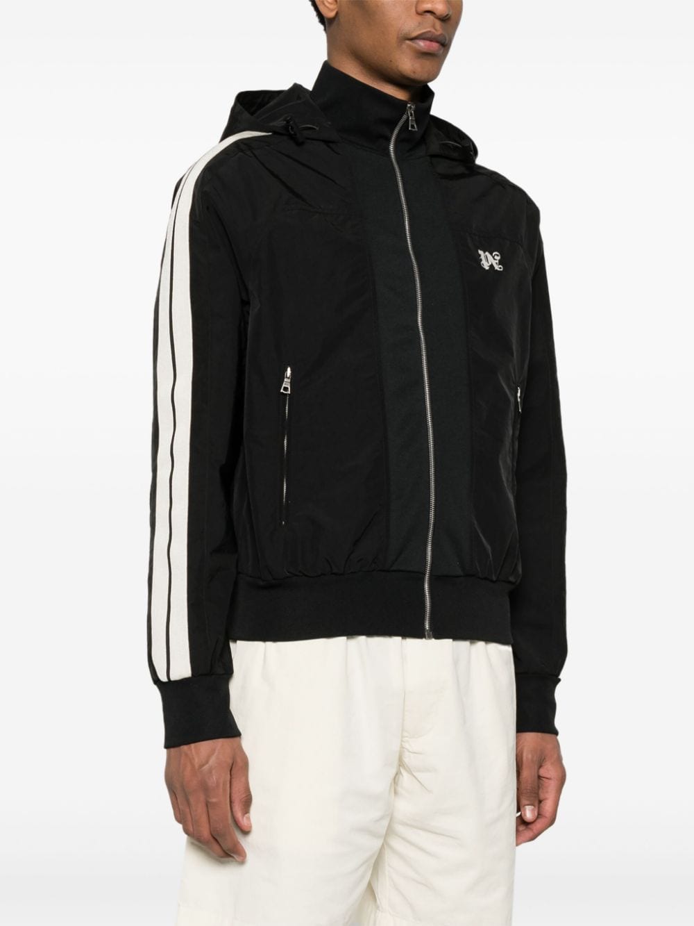 Palm Angels Classic Track Jacket Hooded Zwart Wit Jackets Palm Angels