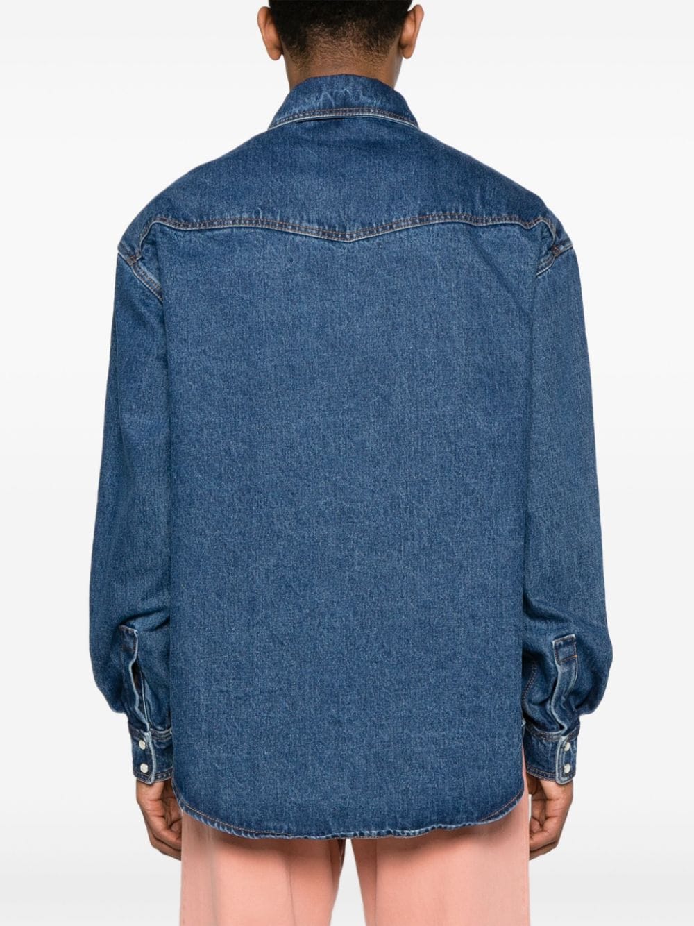 Palm Angels Monogram Denim Shirt Blue-thumbmail-2
