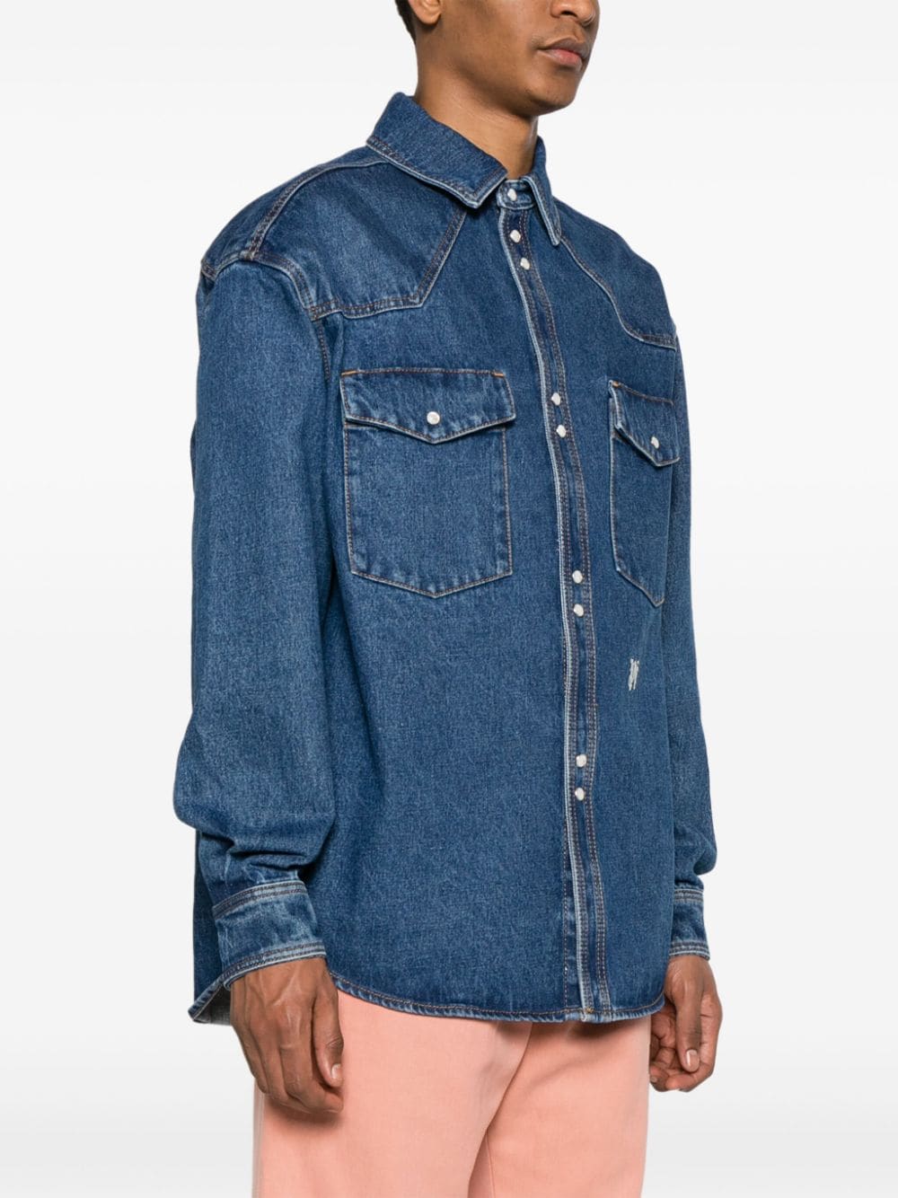 Palm Angels Monogram Denim Shirt Blue-thumbmail-4
