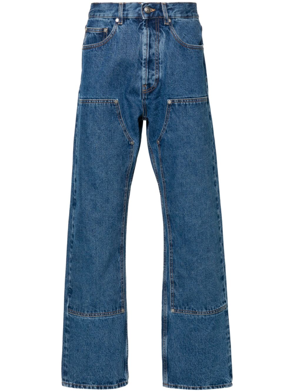 Palm Angels Workwear Monogram High-Waist Jeans Blauw Jeans Palm Angels