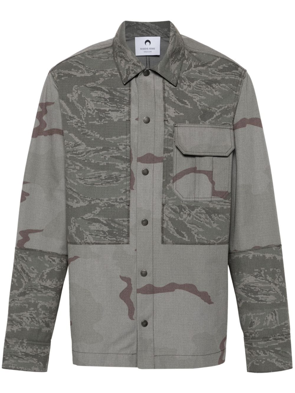 Marine Serre Ripstop Patch Pocket Overshirt Grijs Overshirts Marine Serre