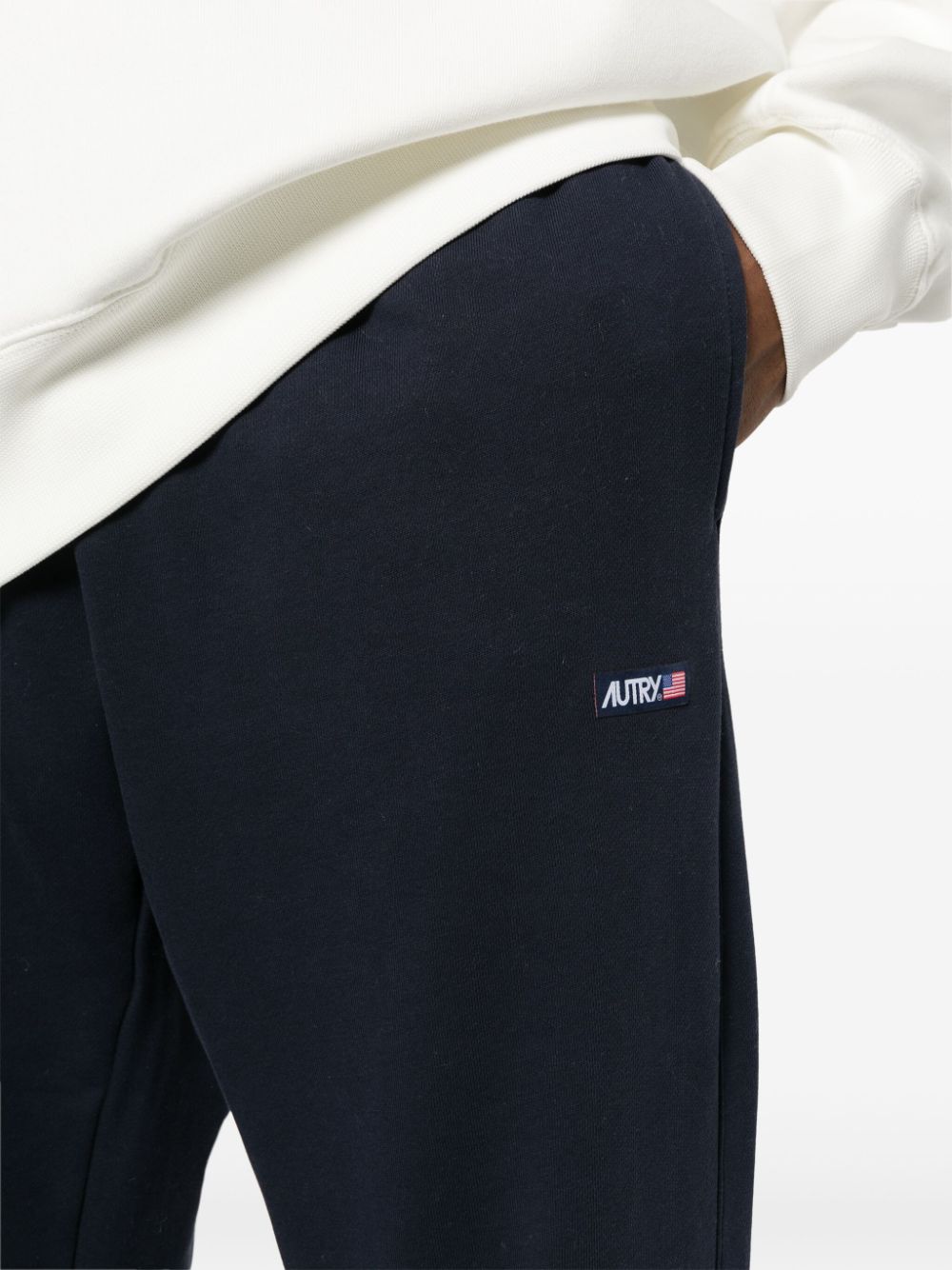 Autry logolabel op navy katoenjersey joggingbroek