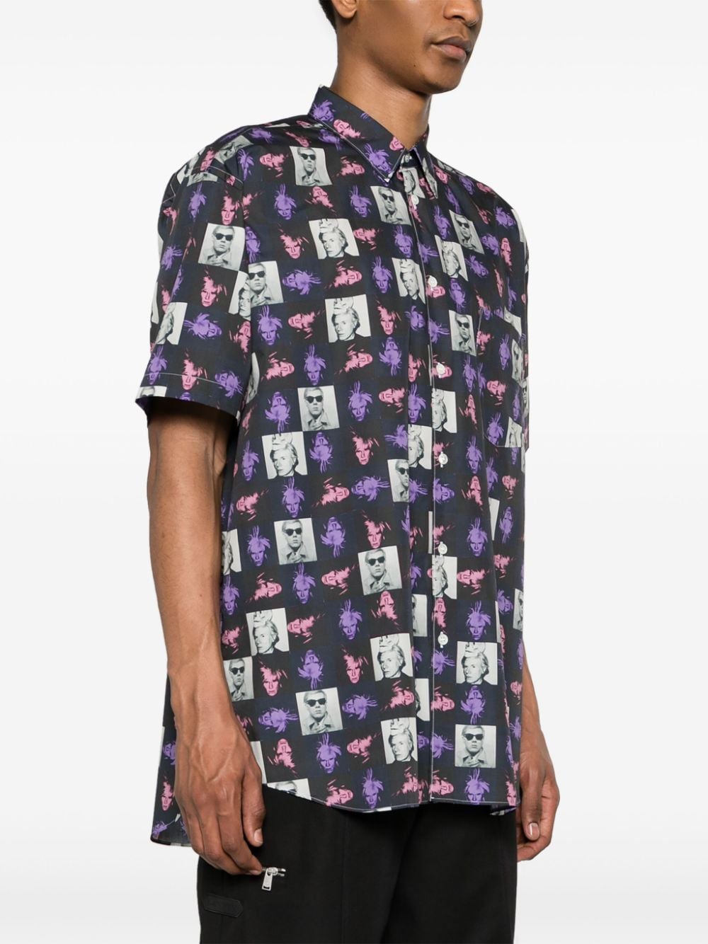 Comme des Garçons SHIRT Andy Warhol Fotoprint Overhemd Zwart – achteraanzicht