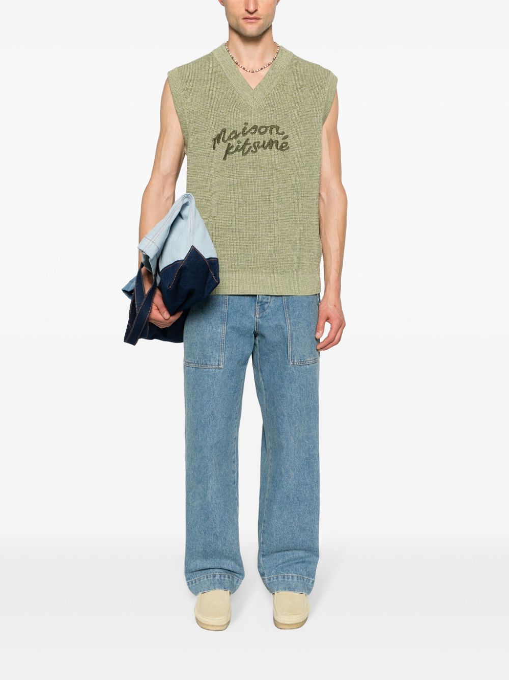 Maison Kitsuné Relaxed Denim Jeans Light Blue-thumbmail-4