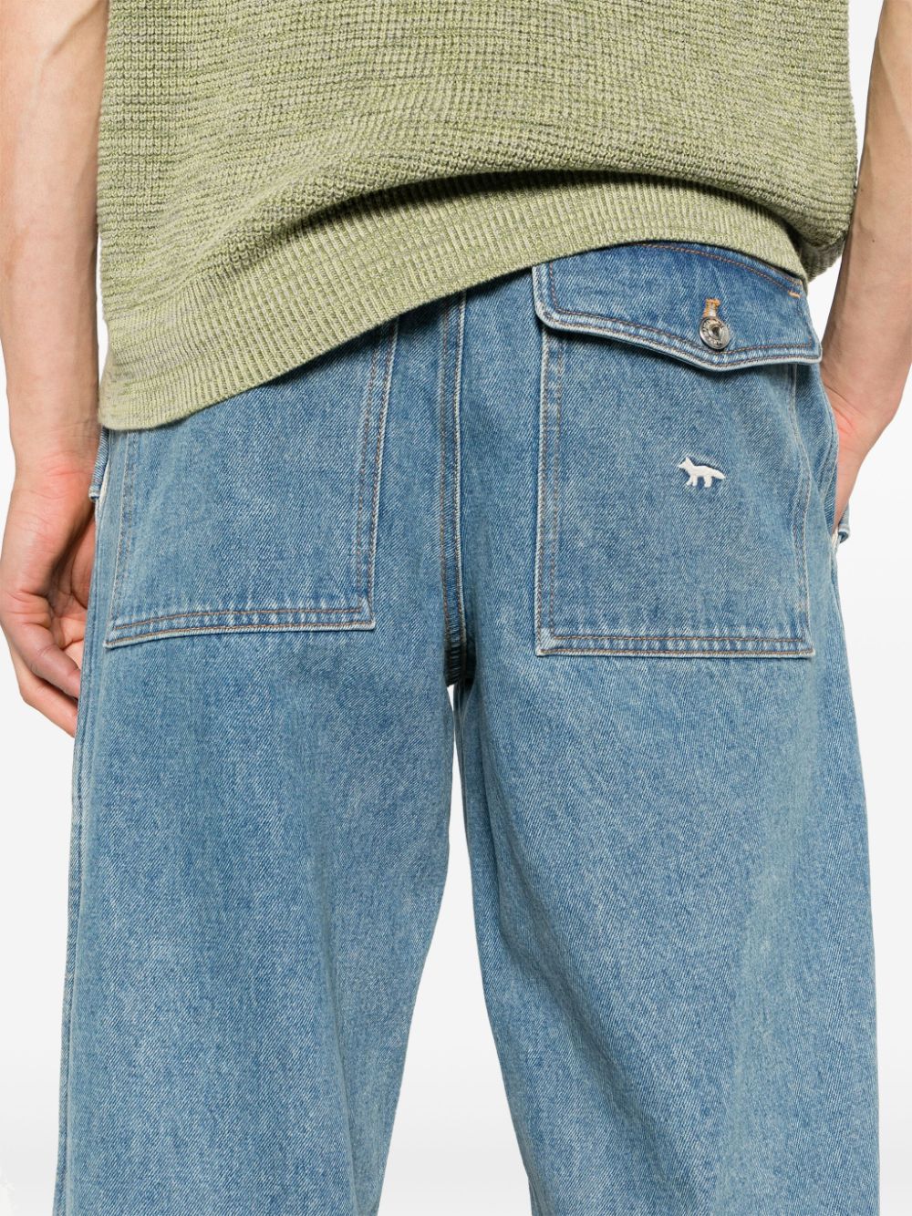 Maison Kitsuné Relaxed Denim Jeans Light Blue-thumbmail-5