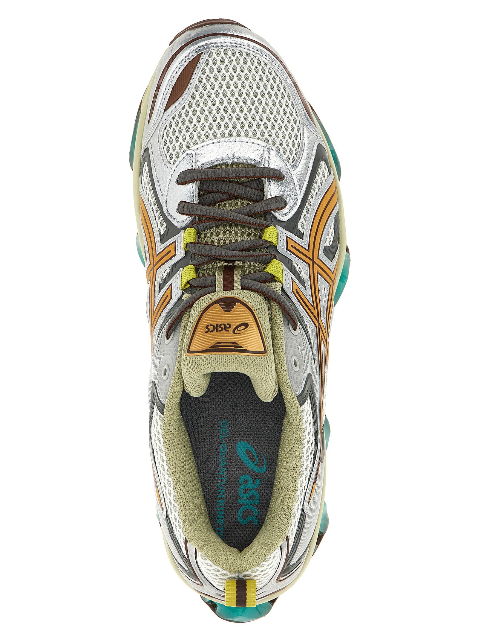 Asics Gel-Quantum Kinetic sneaker in White/Khaki, zoolaanzicht
