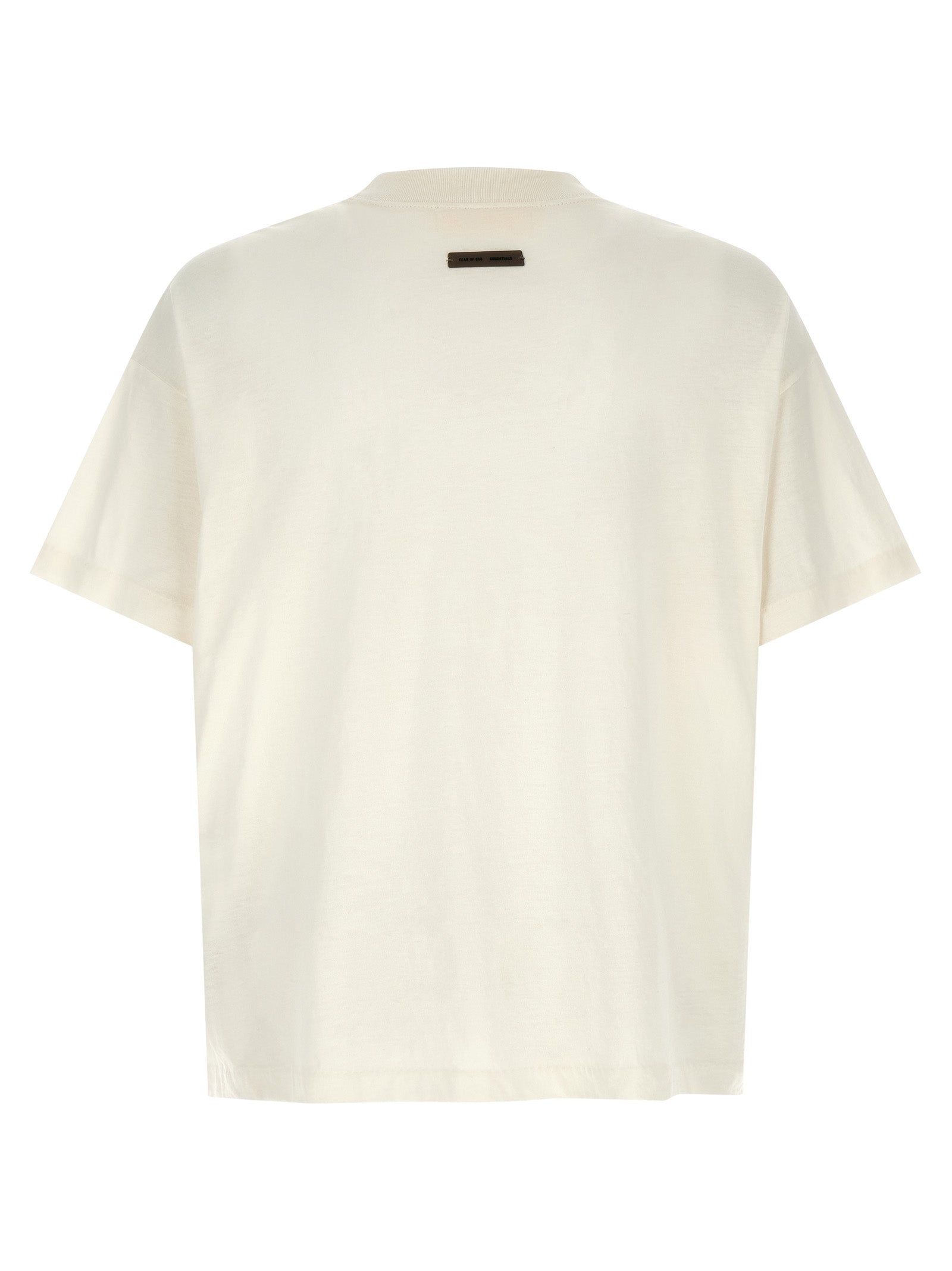 Fear of God Essentials ivoor T-shirt achterzijde met ruglabel