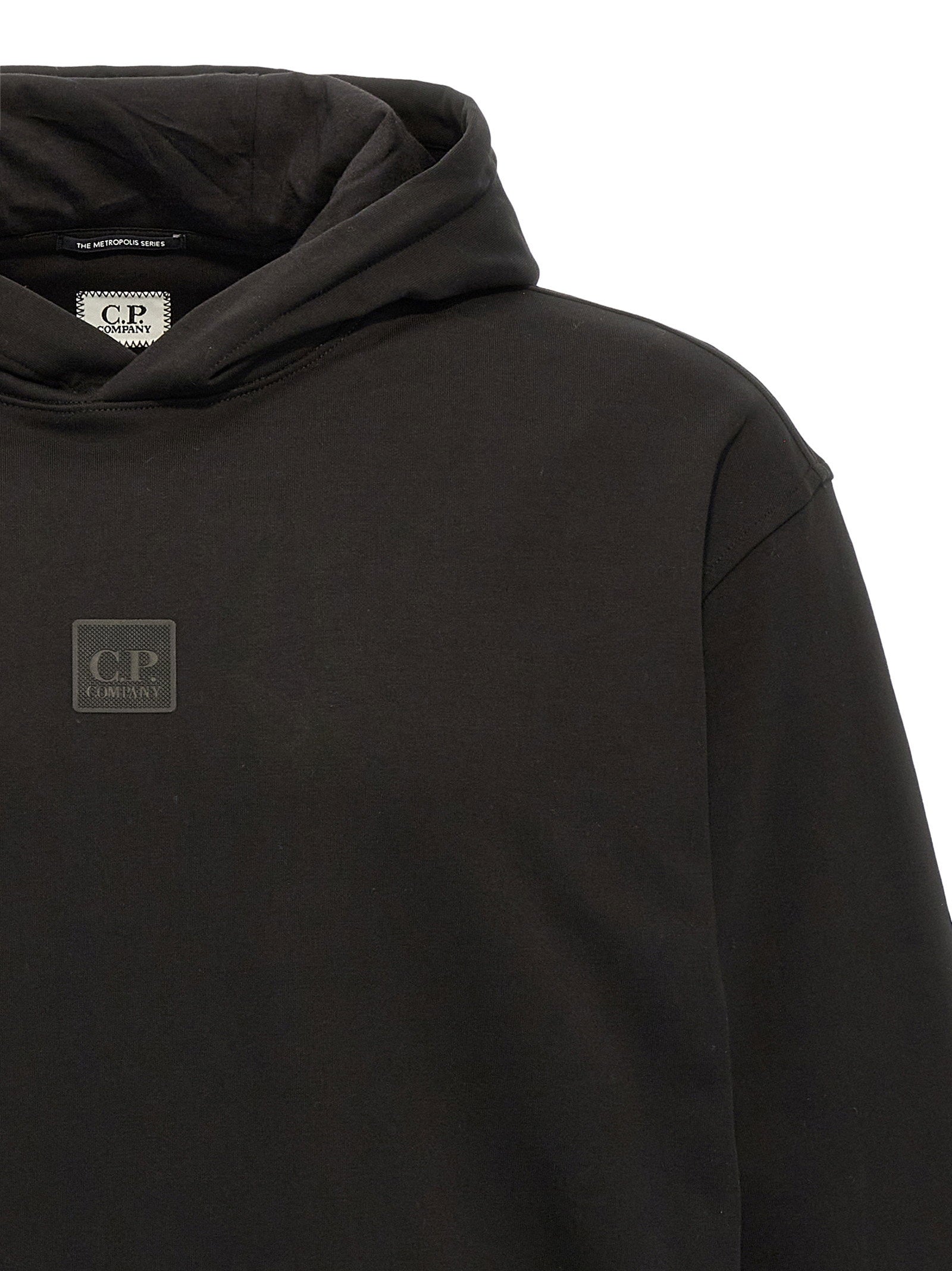 C.P. Company The Metropolis Series Cotton Gauze Hoodie Zwart Topwear C.p. Company