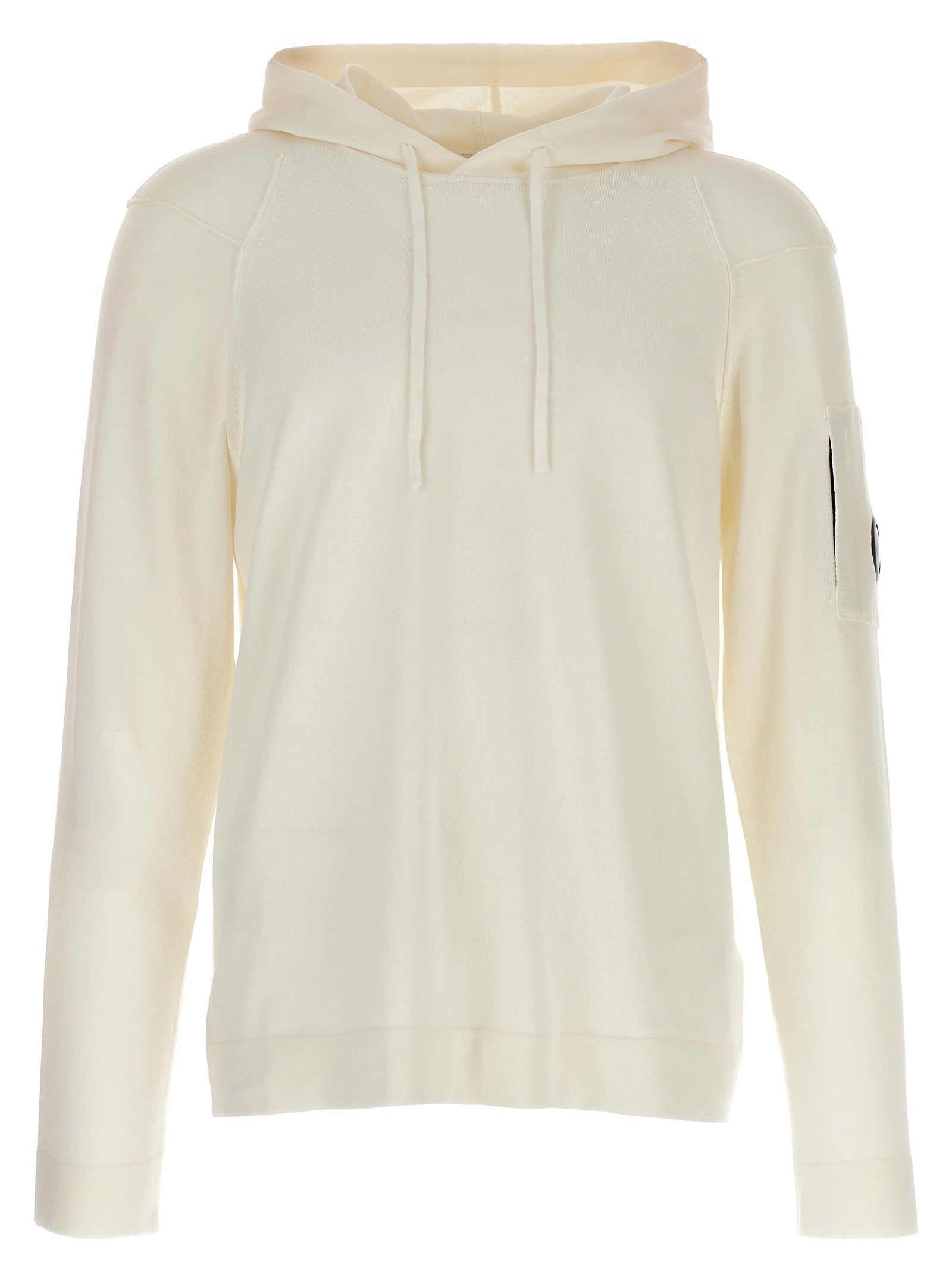 C.P. Company Sea Island Katoenen Lens Hoodie Ivoorwit Topwear C.p. Company