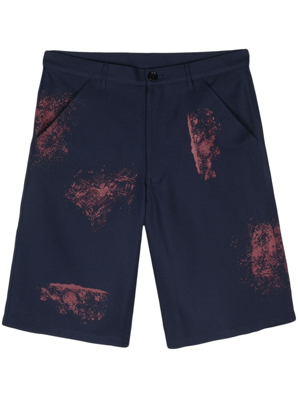 Comme des Garçons Shirt Paint-Detailed Shorts Navy Trousers Comme Des Garcons