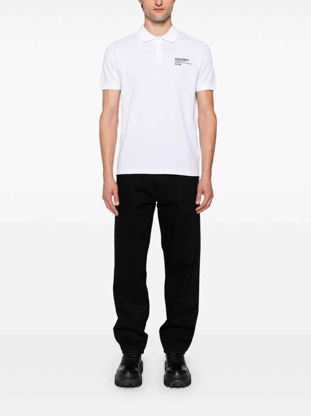 Dsquared2 Logo Piqué Polo Shirt White Topwear Dsquared2