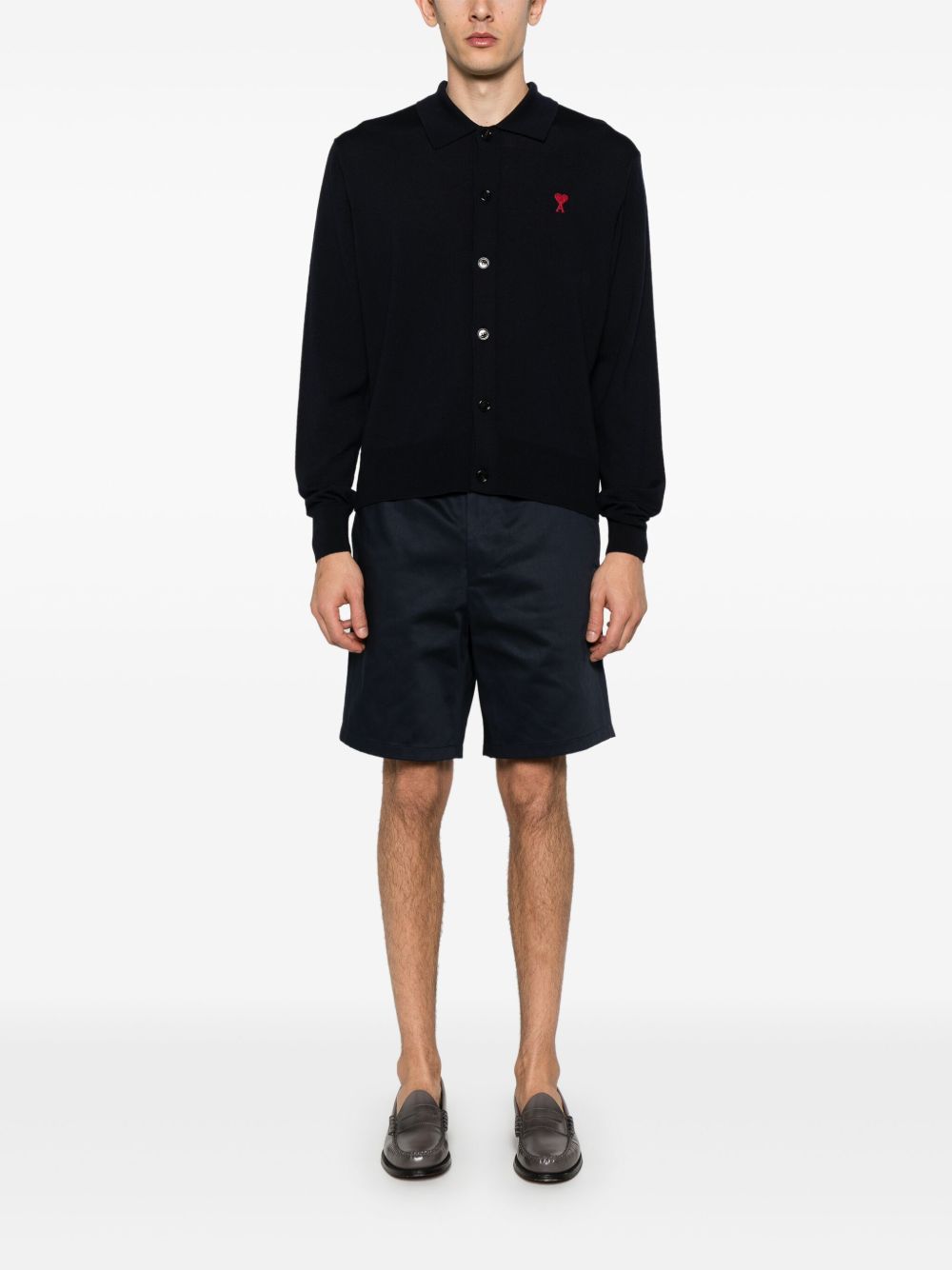 Ami Paris Cotton Shorts with Ami Paris Heritage Label Indigo-thumbmail-5