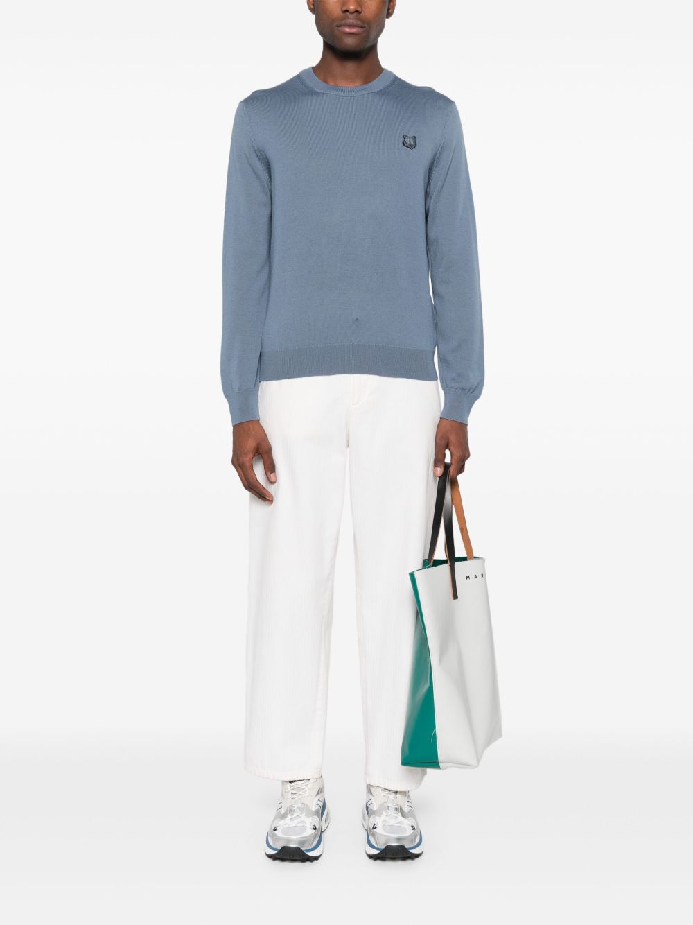 Maison Kitsuné Bold Fox Head Patch Regular Jumper Blue-thumbmail-3