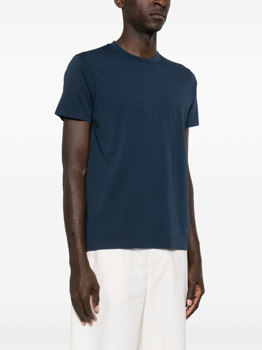 Finamore 1925 Napoli Garment Dyed Cotton T-Shirt Blue Navy Topwear Finamore 1925 Napoli