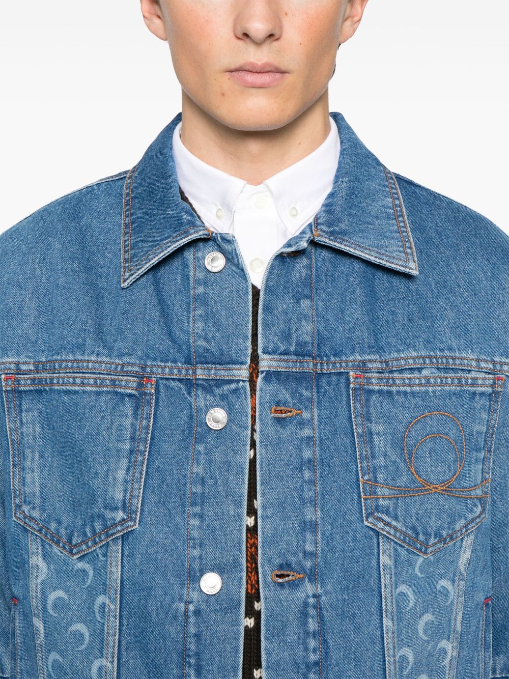 Marine Serre crescent moon-print denim jacket-5