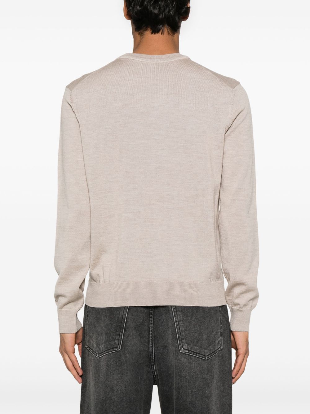 Maison Kitsuné Fox Head Merino Regular Jumper Beige Melange-thumbmail-2
