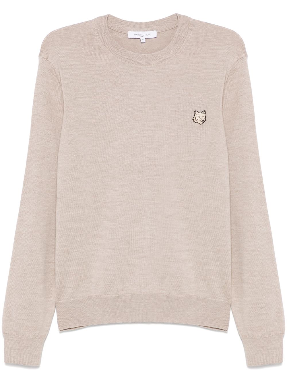 Maison Kitsuné Fox Head Merino Regular Jumper Beige Melange
