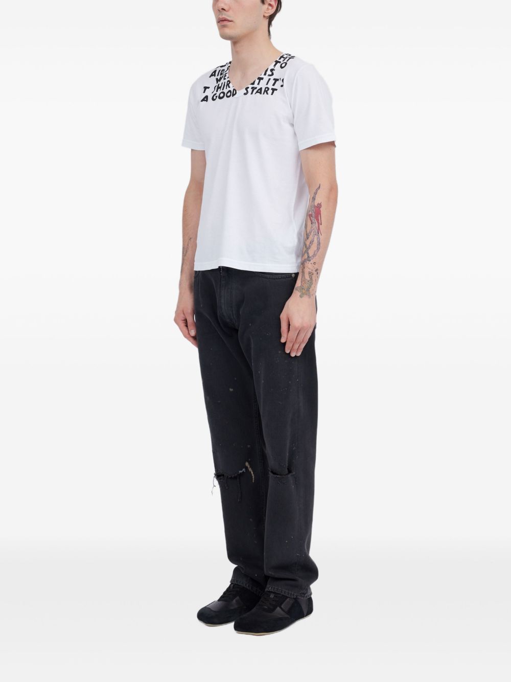 MM6 Maison Margiela Text Print T-Shirt White-thumbmail-2