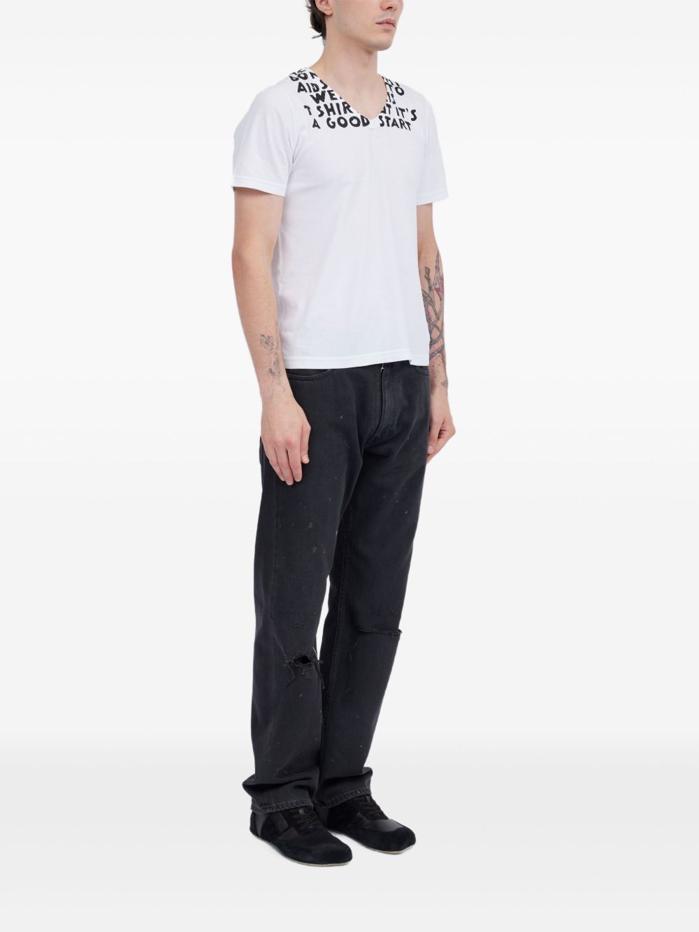 MM6 Maison Margiela Text Print T-Shirt White-thumbmail-5