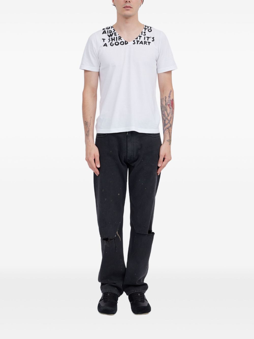 MM6 Maison Margiela Text Print T-Shirt White-thumbmail-6