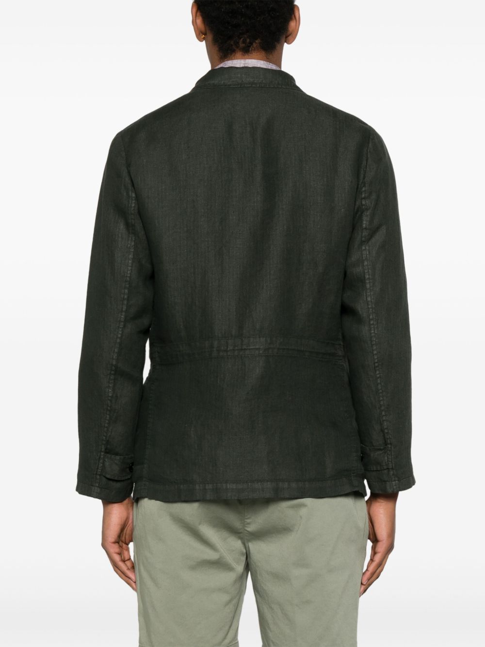 Boglioli Cotton and Linen Gabardine Field Jacket Dark Green-thumbmail-2