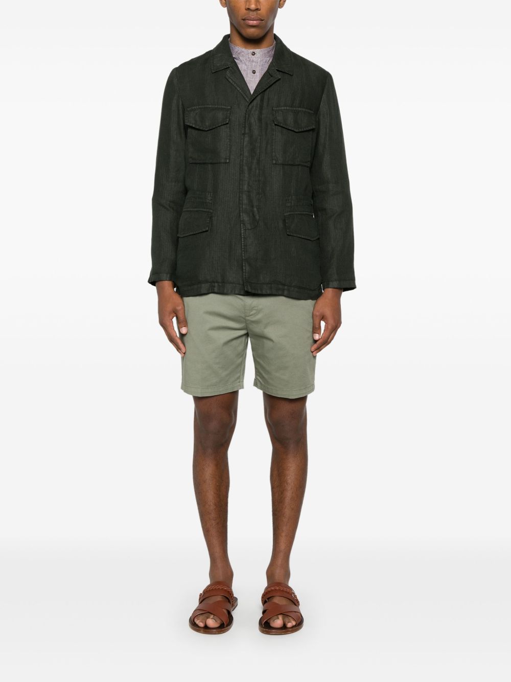 Boglioli Cotton and Linen Gabardine Field Jacket Dark Green-thumbmail-4