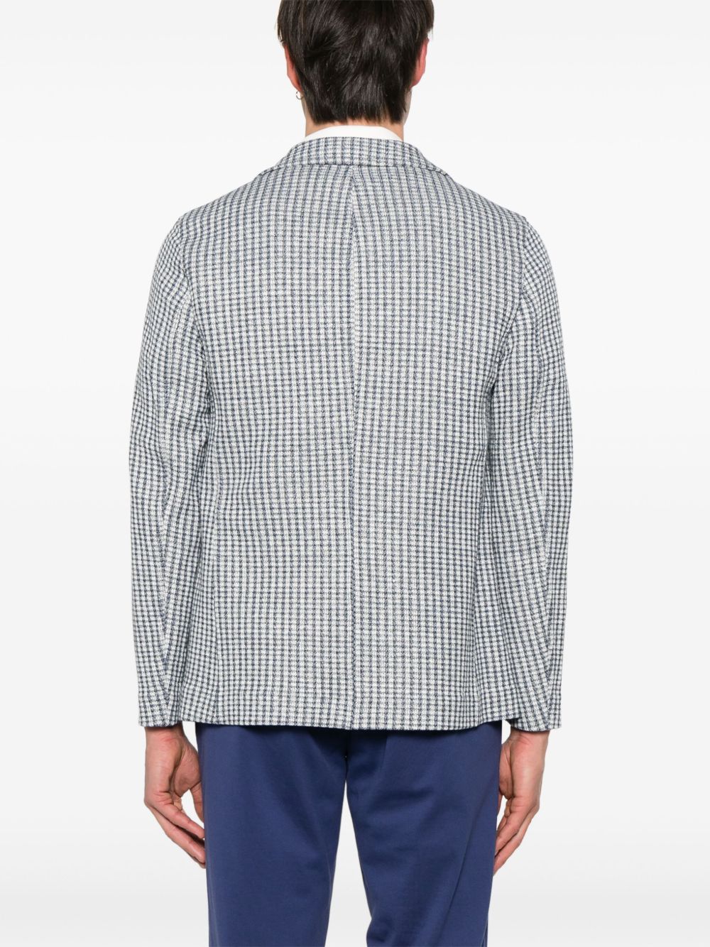 Achterkant van de blauwe geruite Circolo 1901 jersey blazer