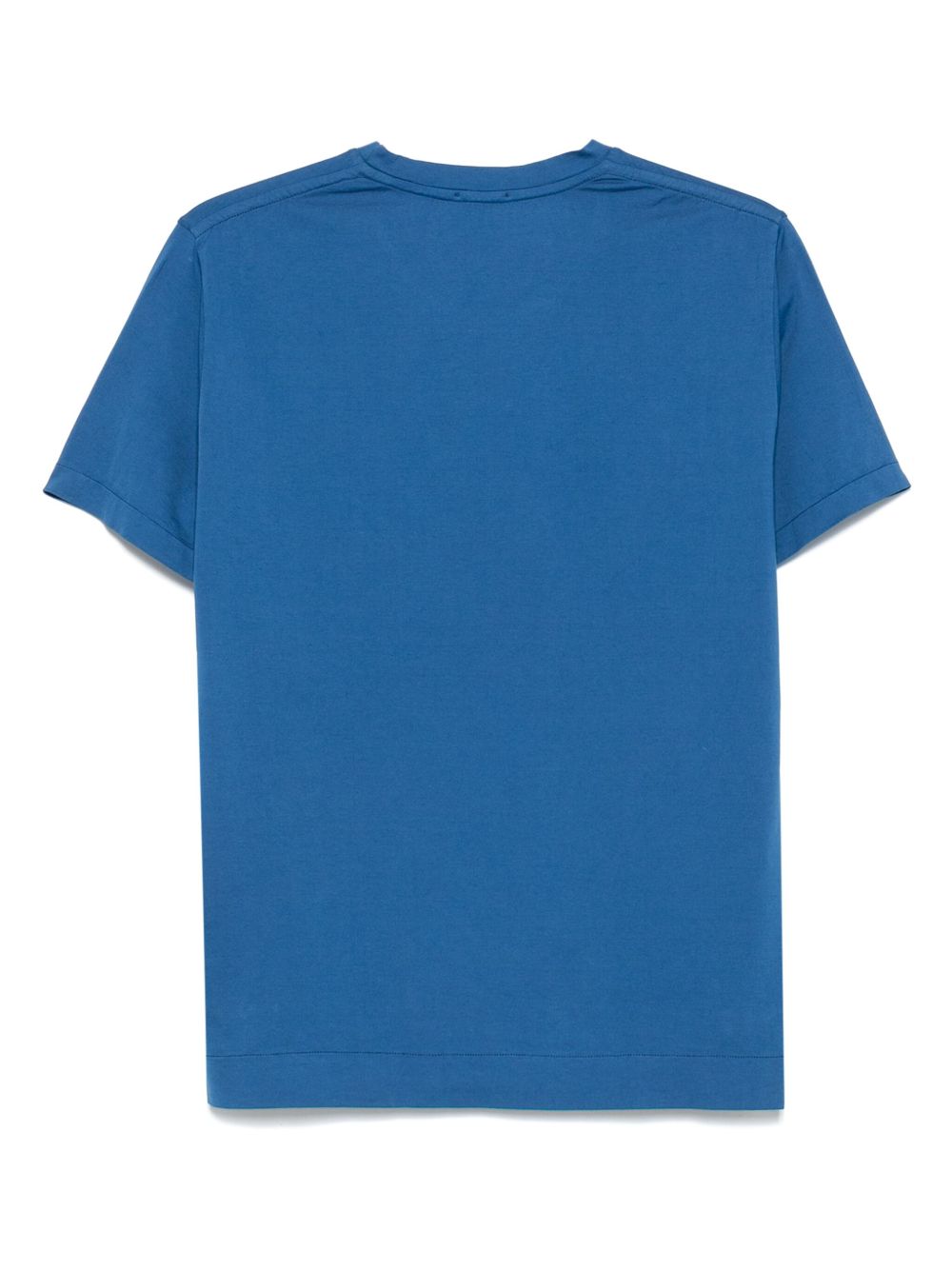 Achterkant van het blauwe Finamore Positano T-shirt in effen middenblauw