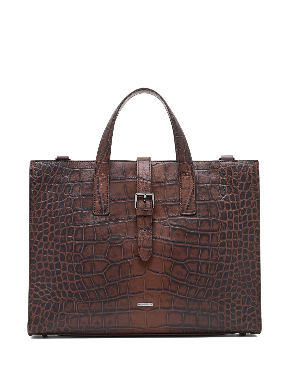 Emporio Armani Crocodile-print leather business bag