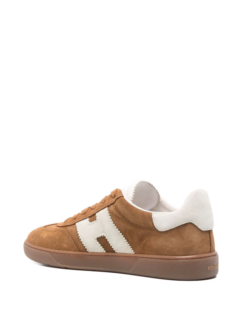 Hogan Cool sneaker cognac, achteraanzicht met witte hielpartij