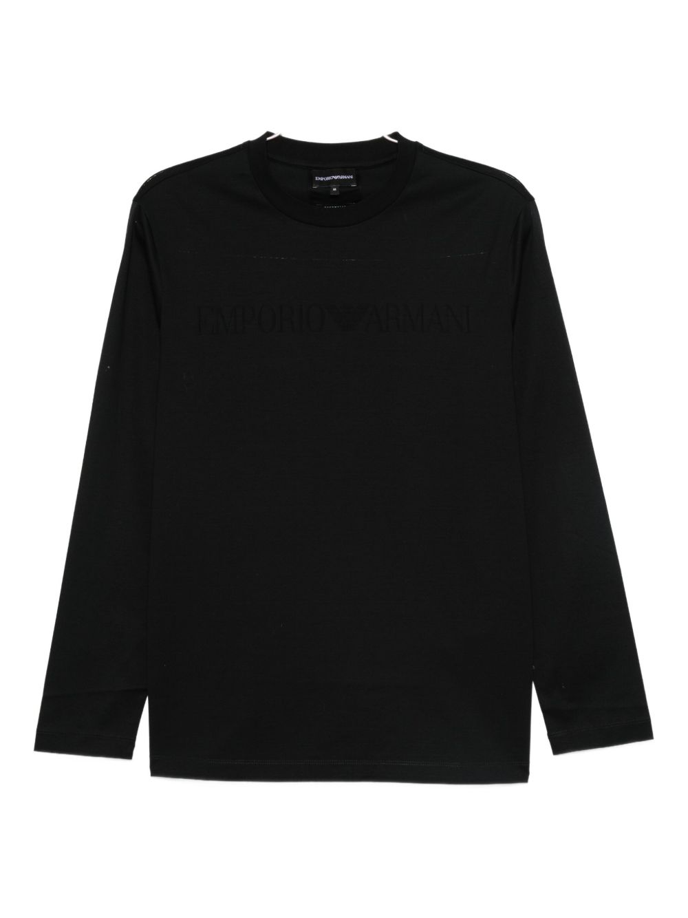 Emporio Armani Lange Mouw Logo T-shirt Marineblauw Katoen Topwear Emporio Armani