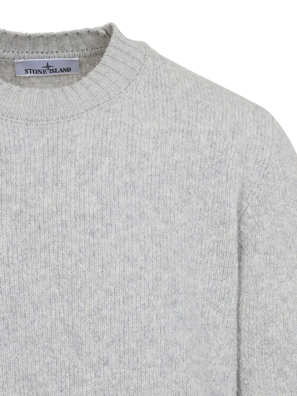 Stone Island 63051 Cotton Fleece Crewneck Sweatshirt Melange Grey Topwear Stone Island
