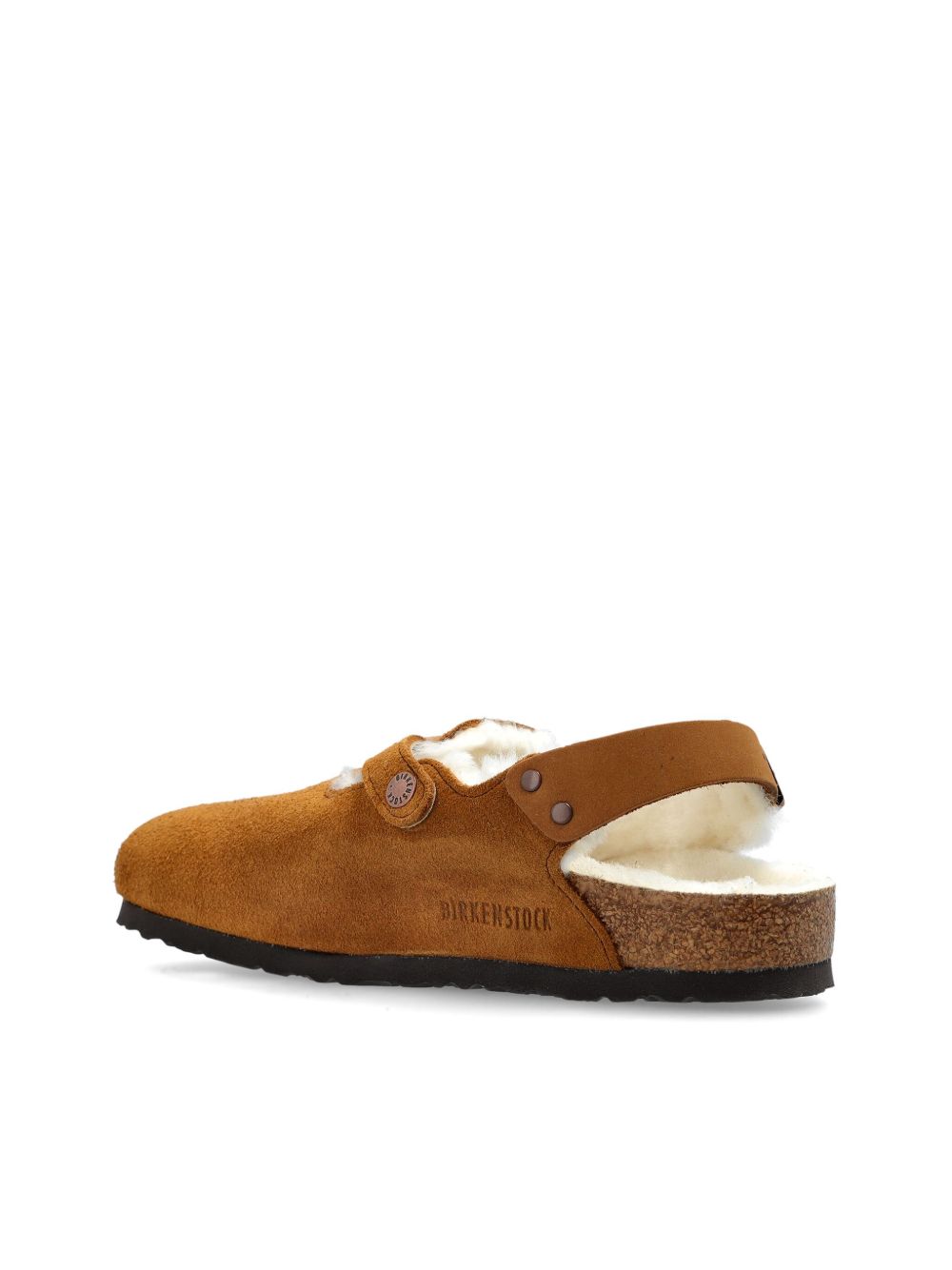 Birkenstock Tokio Shearling Suede Leather Cognac Sandals Birkenstock