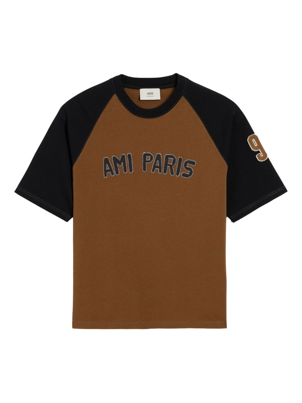 Ami Paris Cotton Colorblock T-Shirt Brown Black