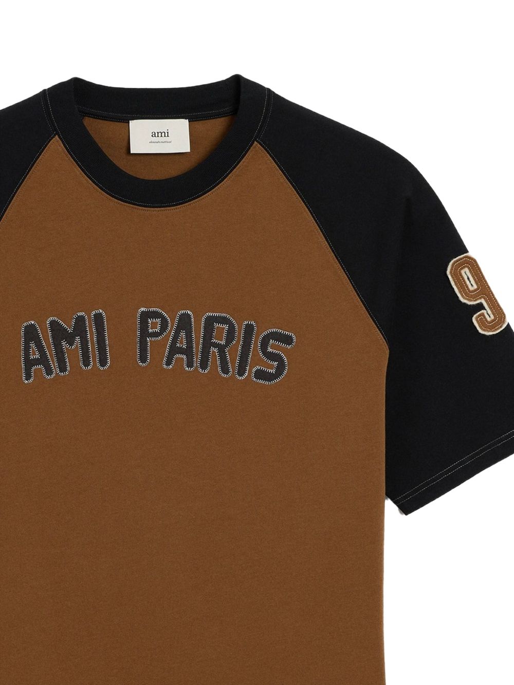 Ami Paris Cotton Colorblock T-Shirt Brown Black-thumbmail-2
